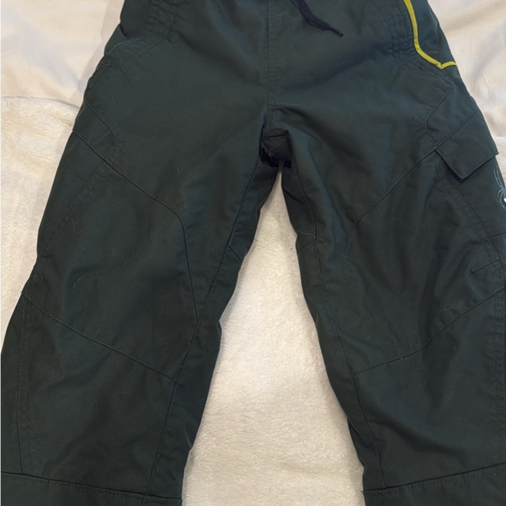 Dark Green ski Pants with lime Accent for boys